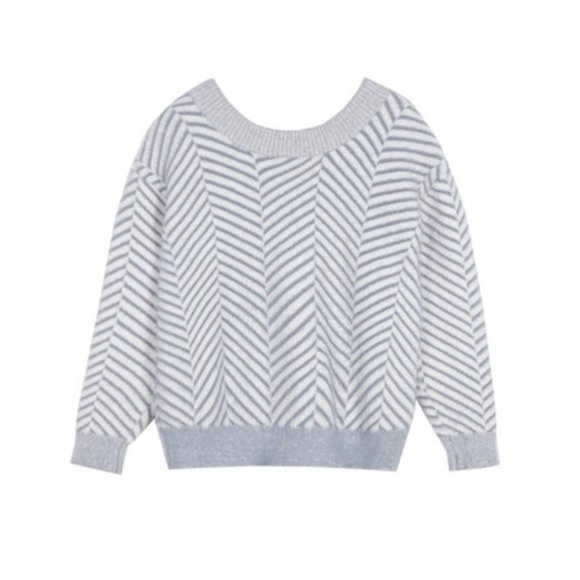 FRNCH Diagonal Stripe Chenille V-Neck Cardigan - Picture 2 of 5